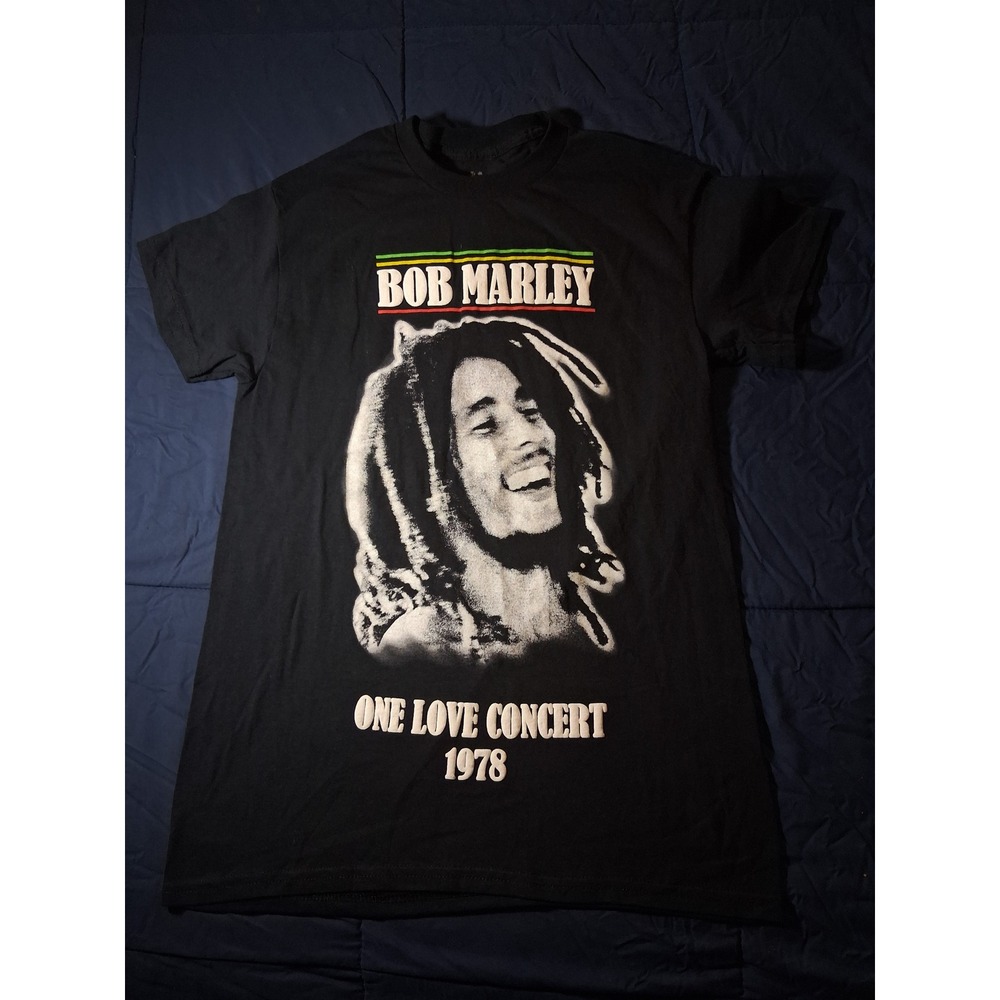Zion Bob Marley One Love Concert 1978 World Tour T-Shirt Mens Small Black Cotton